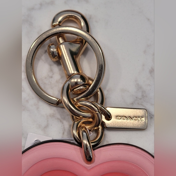 Coach 70's Heart Burst Bag Charm In Signature Canvas - Picture 5 of 6